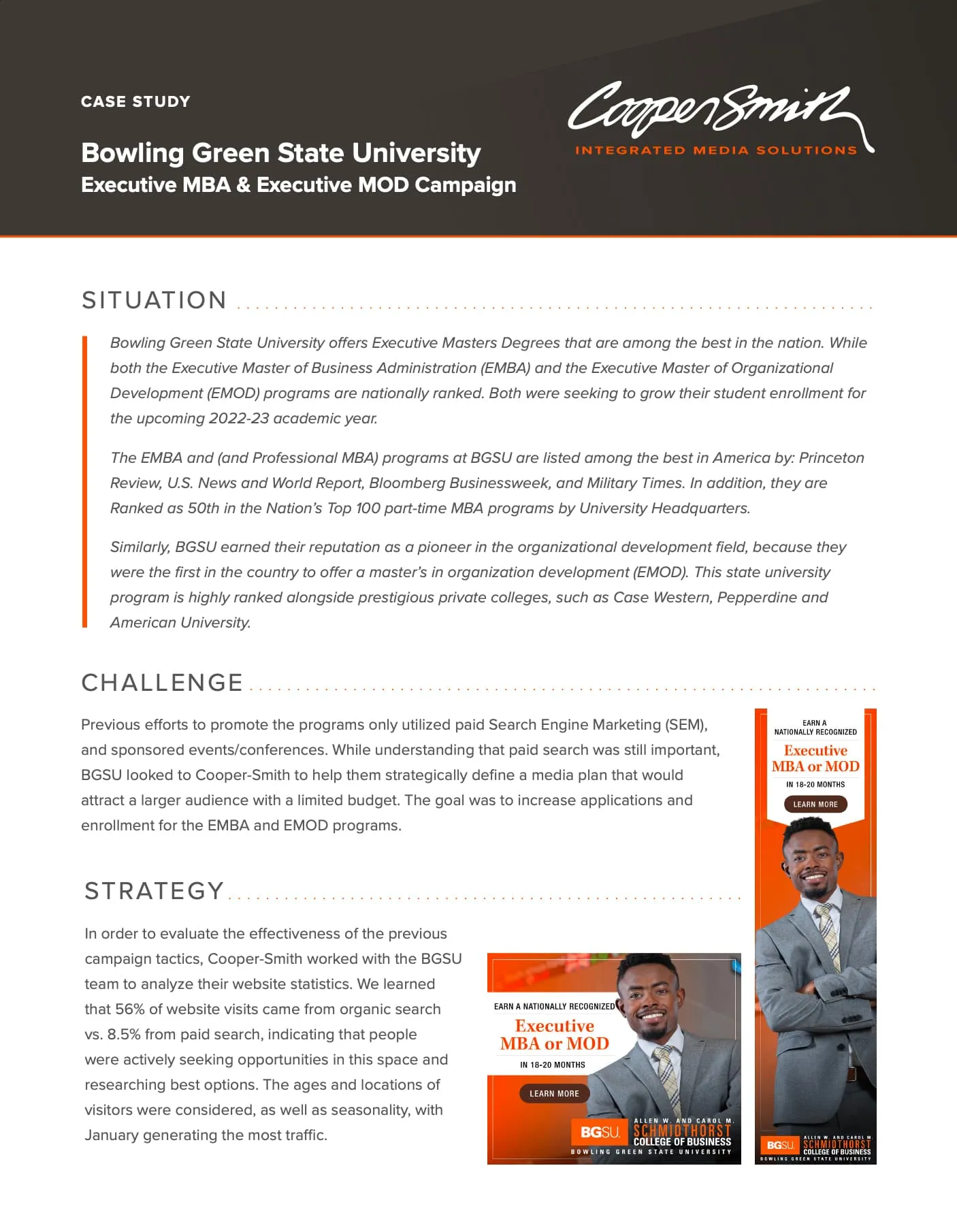 Bowling Green State University Executive MBA & Executive MOD Campaign