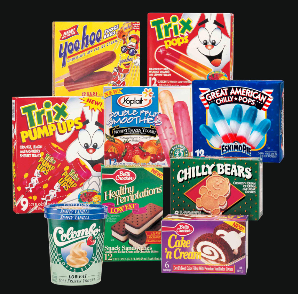 Package Design Success highlighted by various food products - Trix Pops, YooHoos, Chilly Bears, and more.